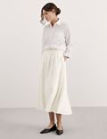 Linen Rich Midi A-Line Skirt