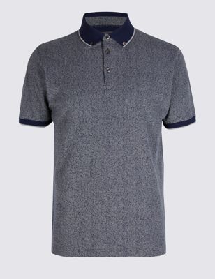 SLim Fit Pure Cotton Textured Polo Shirt Image 2 of 5