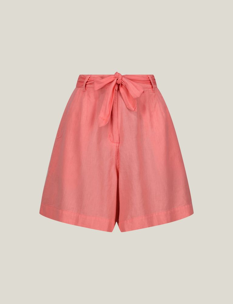 Sabela Cotton Rich Paperbag Shorts with Linen 2 of 5