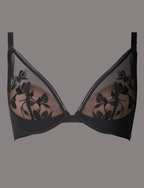 Saigon Embroidered High Apex Padded  Plunge Bra A-DD Image 2 of 4