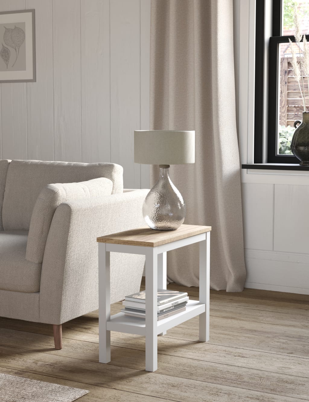 Short side store table with drawer