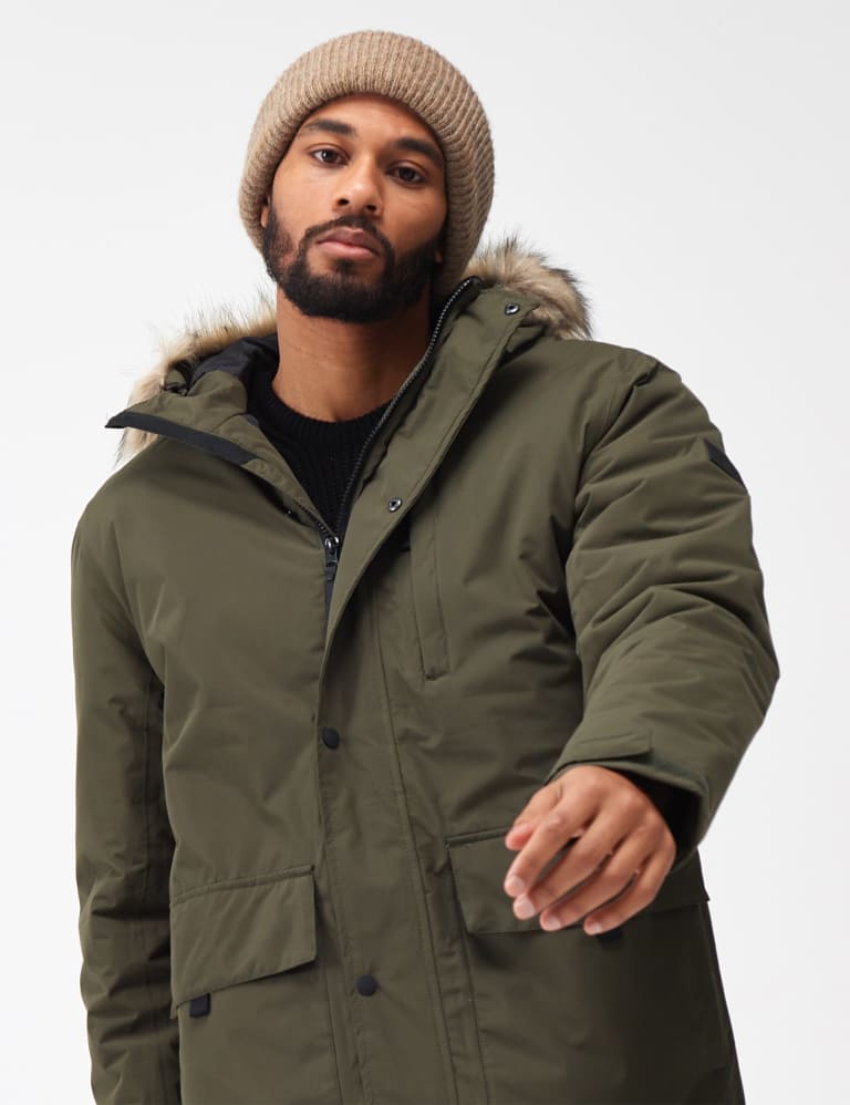 Mens waterproof parka sale with fur hood