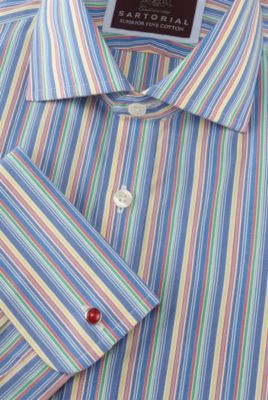 Sartorial Pure Cotton Rainbow Striped Shirt Image 1 of 1