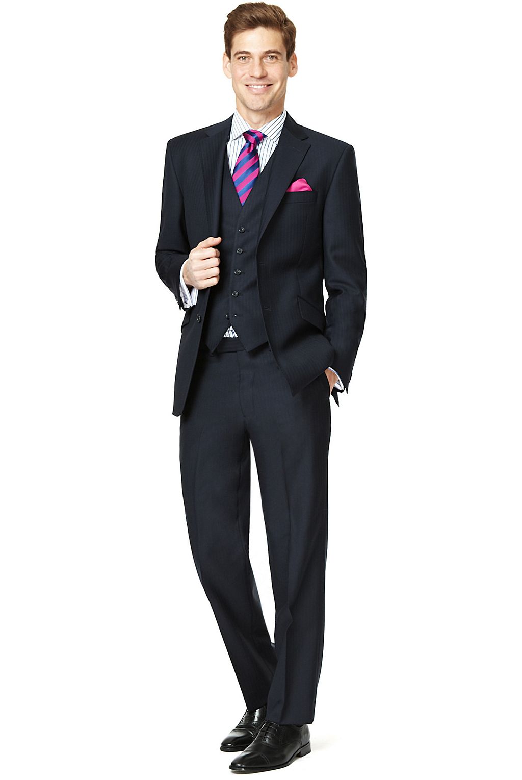Sartorial Pure Wool 2 Button Herringbone Striped Suit 1 of 1