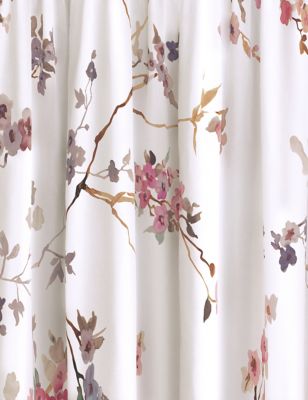 Sateen Cherry Blossom Pencil Pleat Blackout Curtains Image 2 of 6
