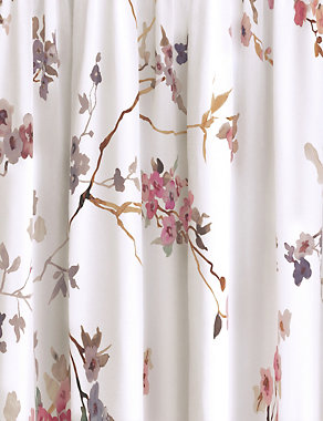 Sateen Cherry Blossom Pencil Pleat Blackout Curtains Image 2 of 5