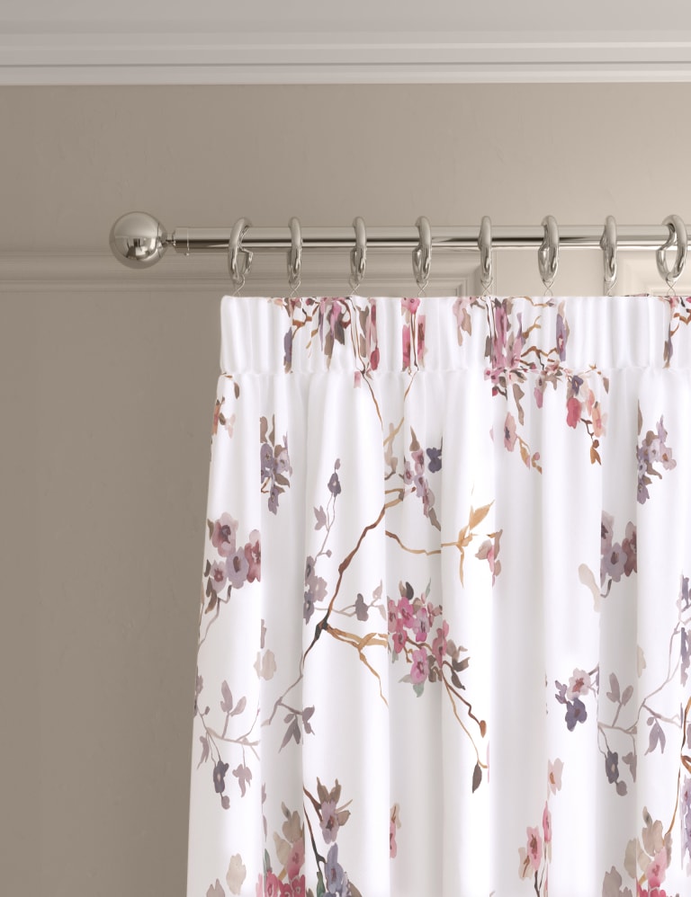 Sateen Cherry Blossom Pencil Pleat Blackout Curtains 1 of 5