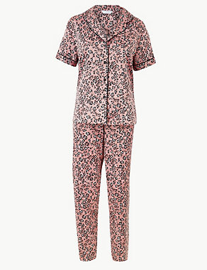 Satin Animal Short Sleeve Pyjama Set Image 2 of 4
