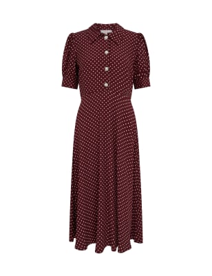 Satin Back Crepe Polka Dot Midi Tea Dress | Finery London | M&S