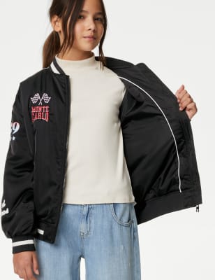 Oversized Varsity Bomber Jacket With Badges