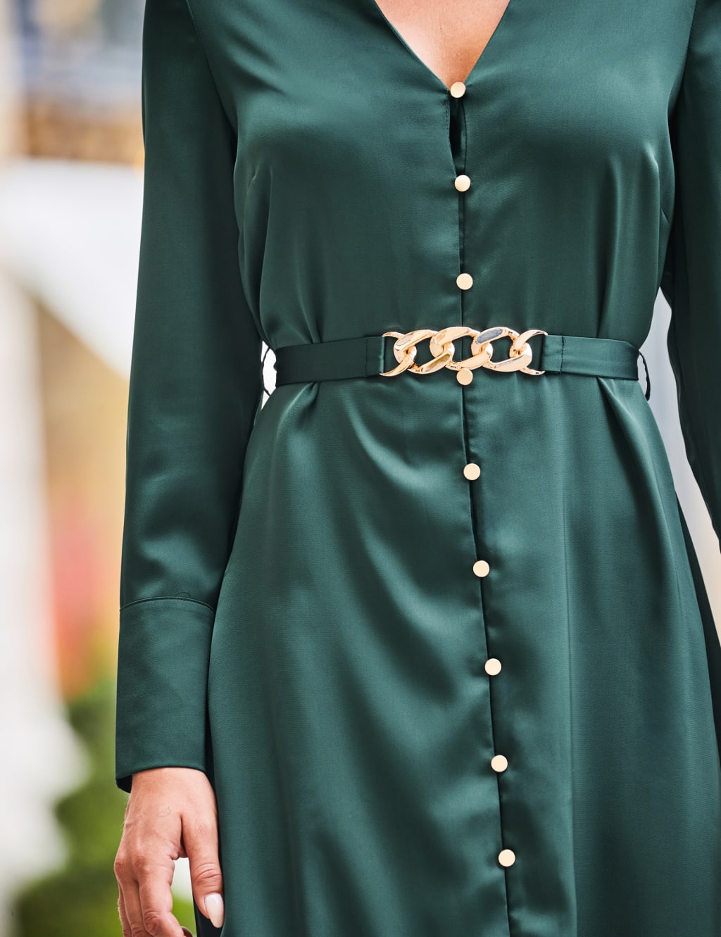 Satin long hot sale sleeve shirt dress