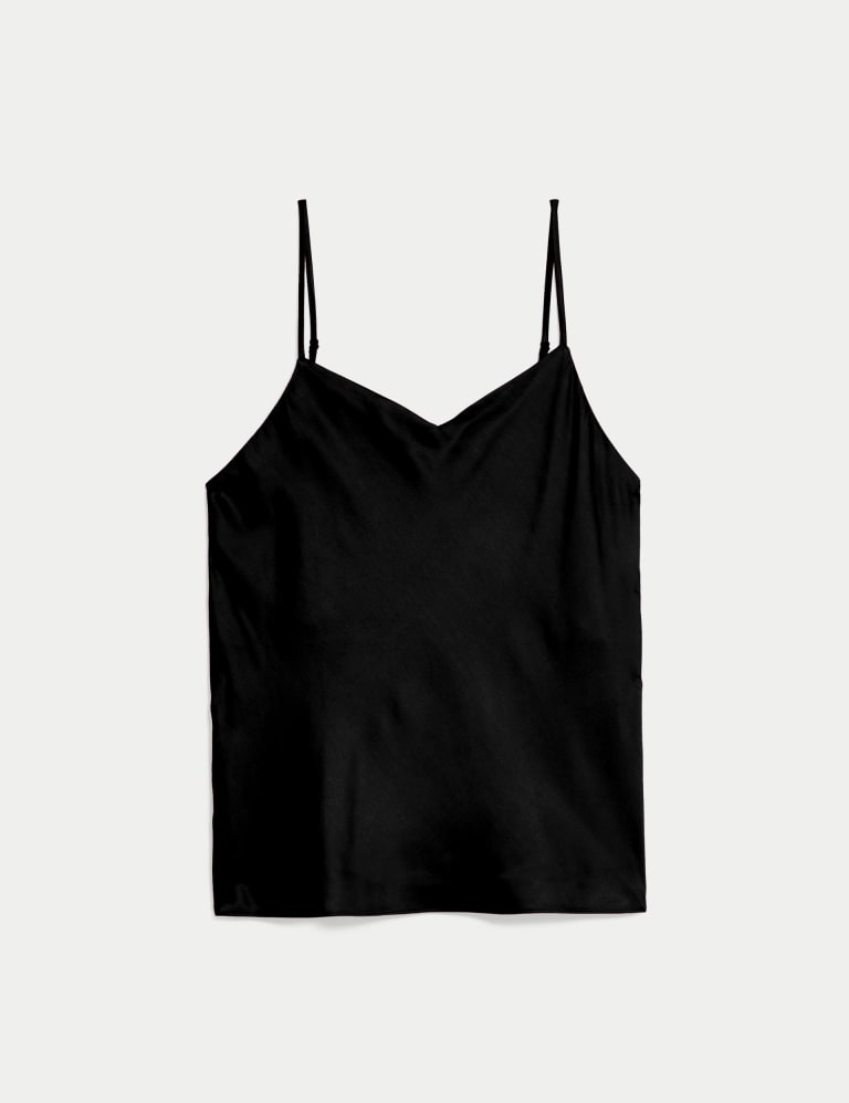 Long black cami top new arrivals
