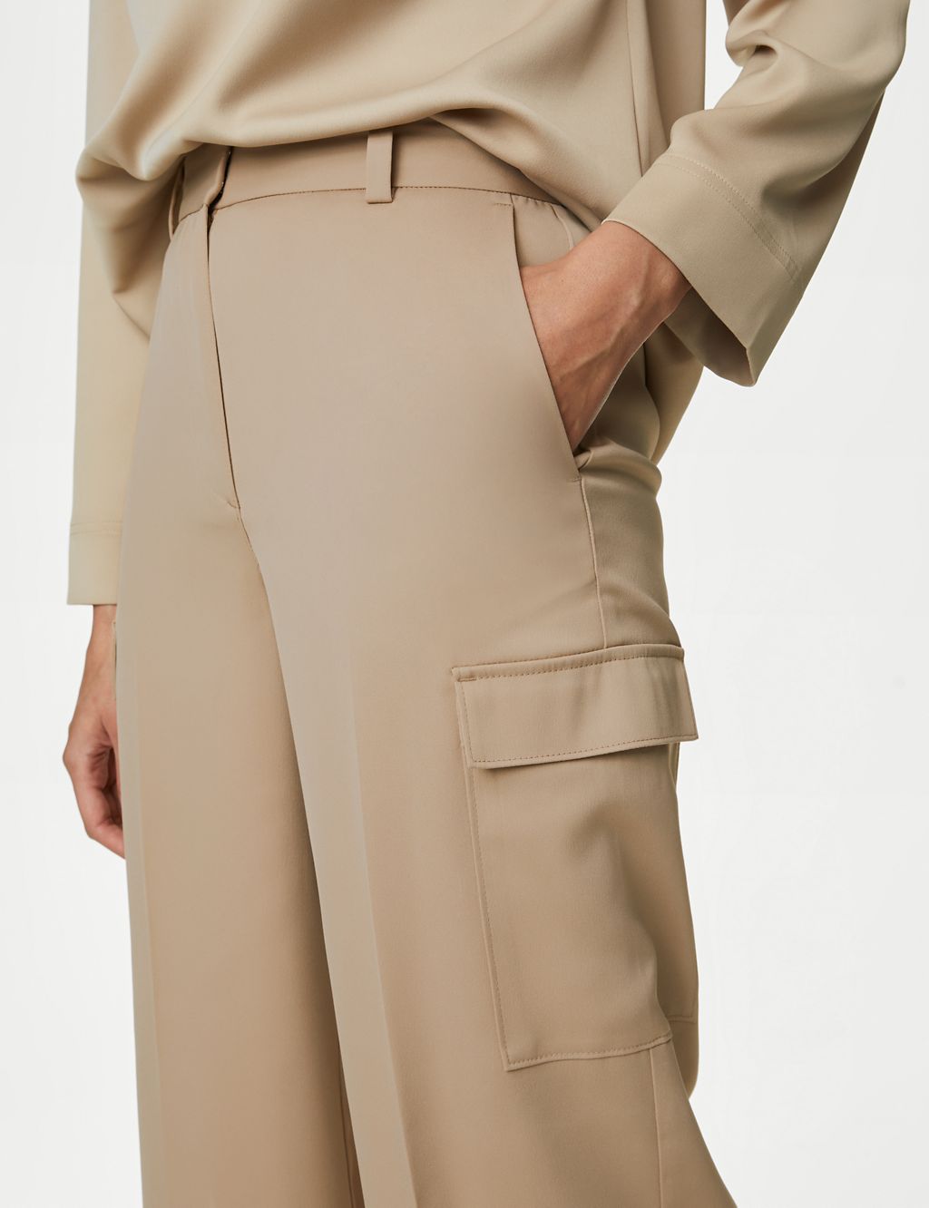 Satin Cargo Wide Leg Trousers 4 of 6