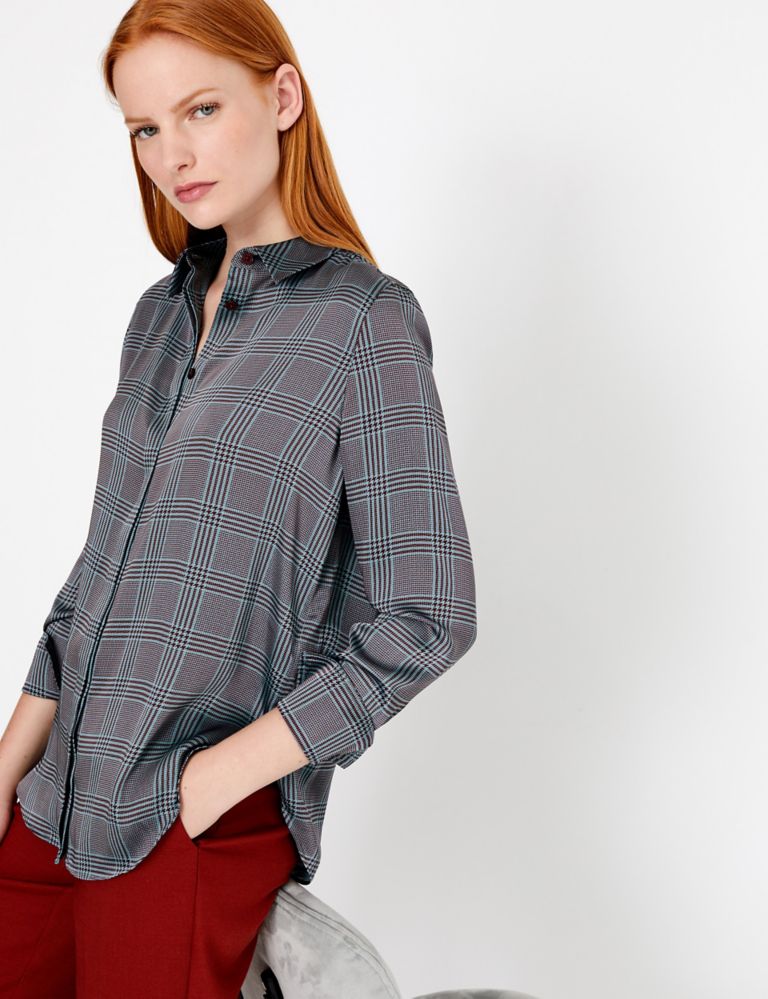 Satin Checked Blouse 1 of 4