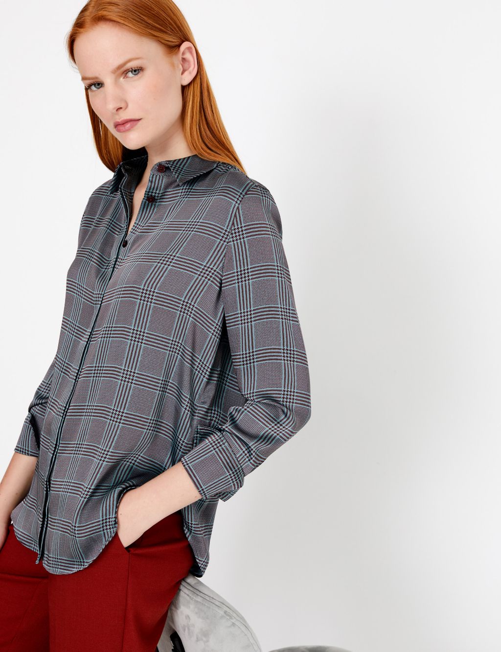 Satin Checked Blouse 3 of 4