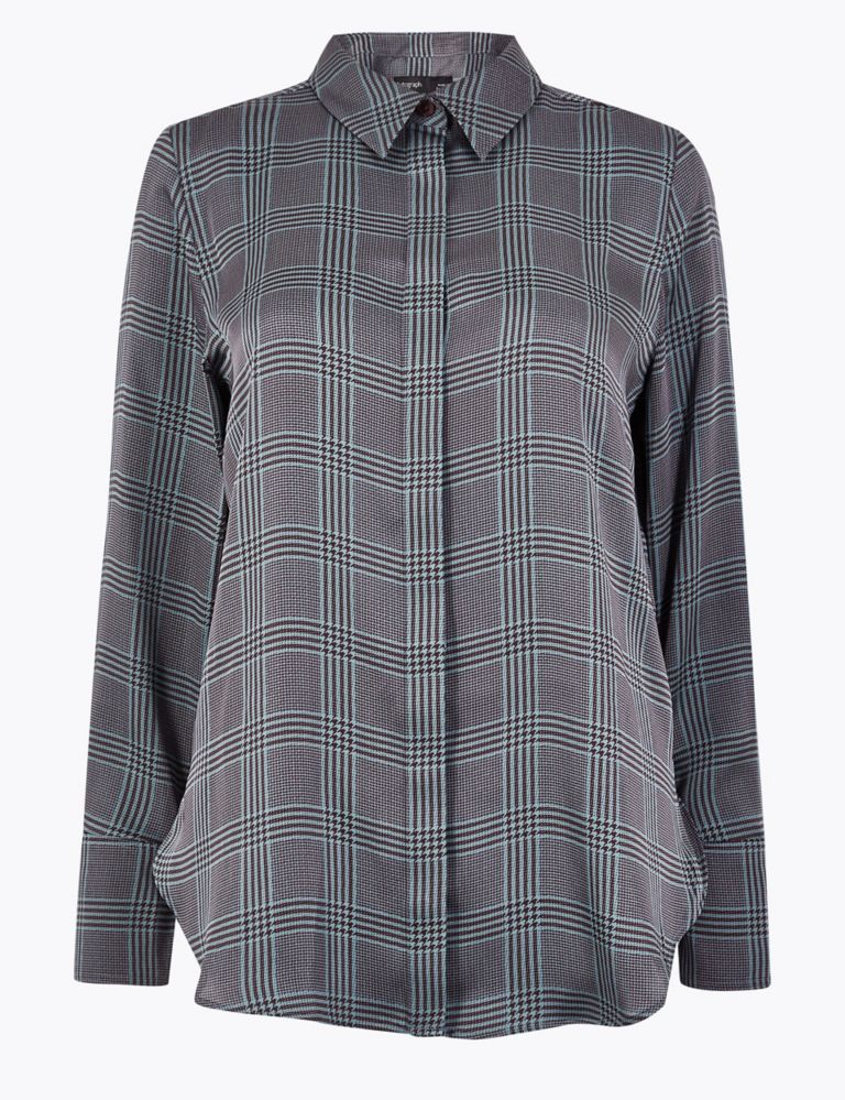Satin Checked Blouse 2 of 4