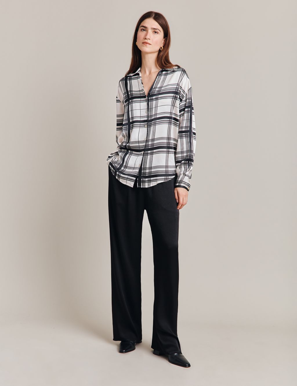 Satin Checked Collared Shirt | Ghost | M&S