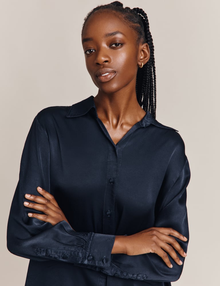 Satin Collared Button Through Shirt Ghost M S