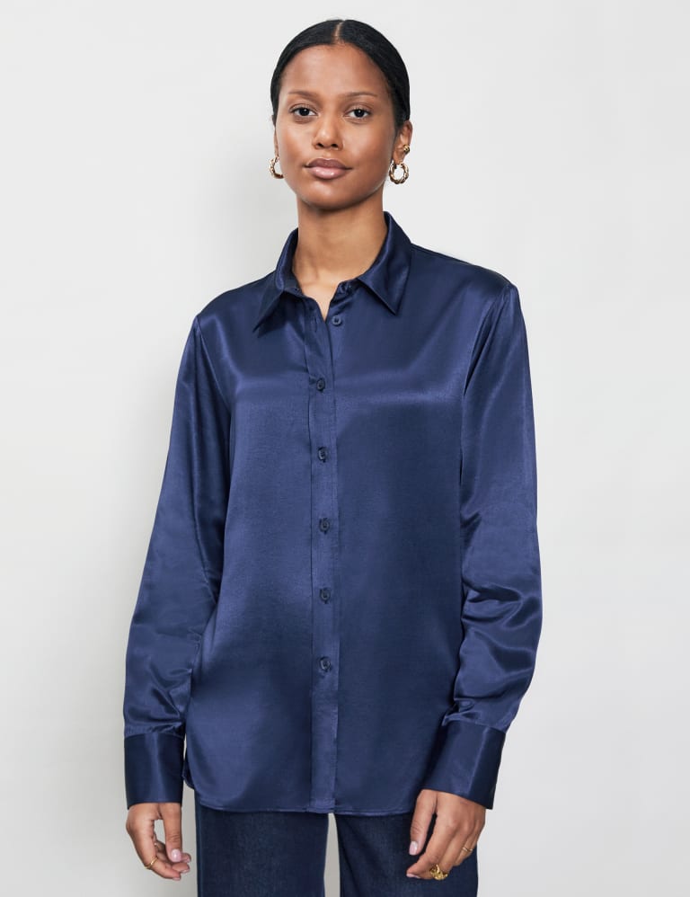 Satin collared shirt discount