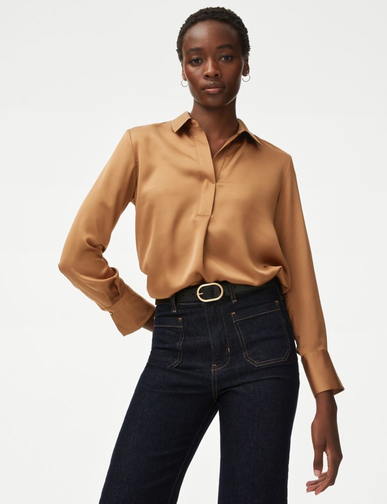 Satin Collared Popover Blouse 4 of 5