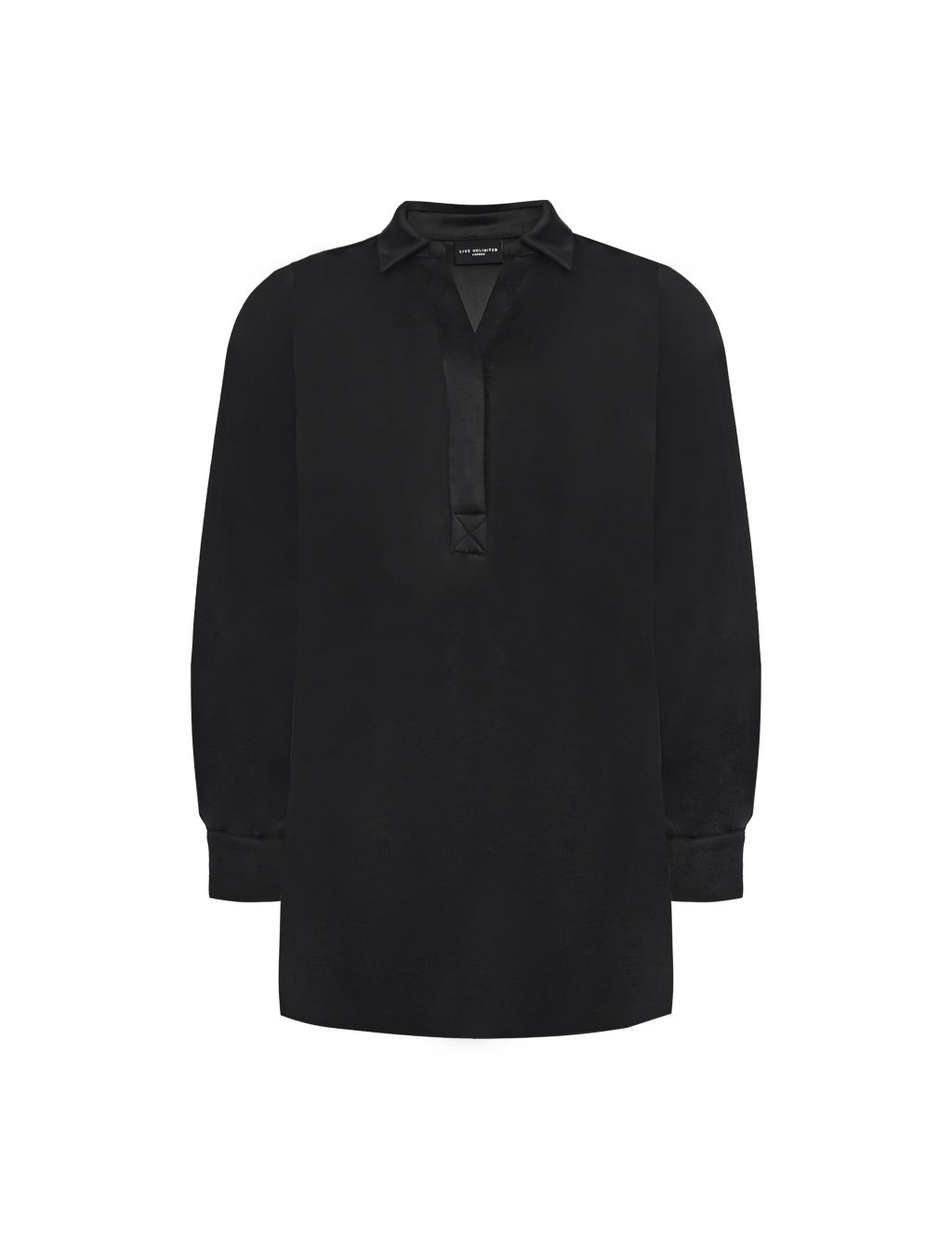 Satin Collared Relaxed Longline Shirt | Live Unlimited London | M&S