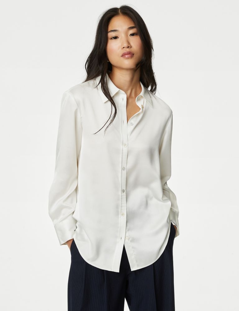 Buy Satin Collared Shirt | M&S Collection | M&S