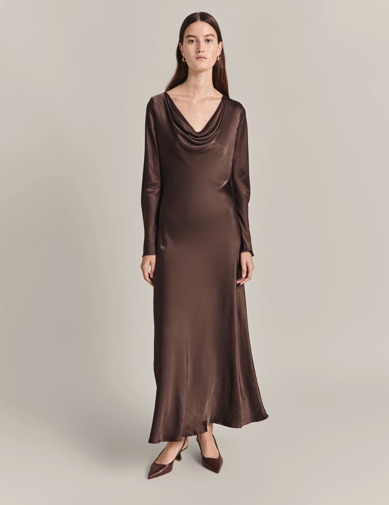 Satin Cowl Neck Maxi Slip Dress Ghost M S