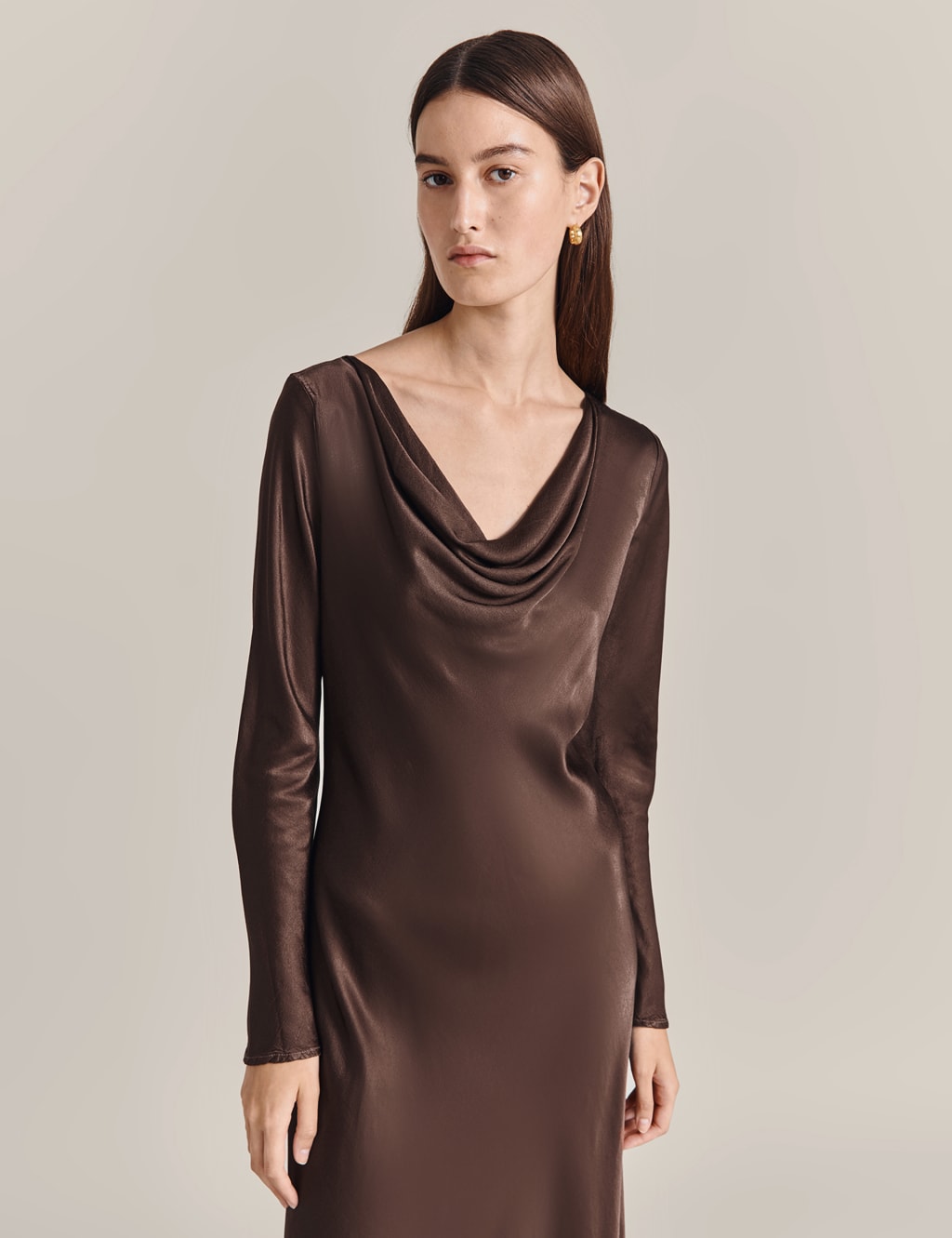 Satin Cowl Neck Maxi Slip Dress Ghost M S