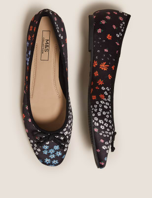 Satin Floral Flat Ballet Pumps, M&S Collection