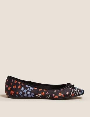 Satin Floral Flat Ballet Pumps, M&S Collection