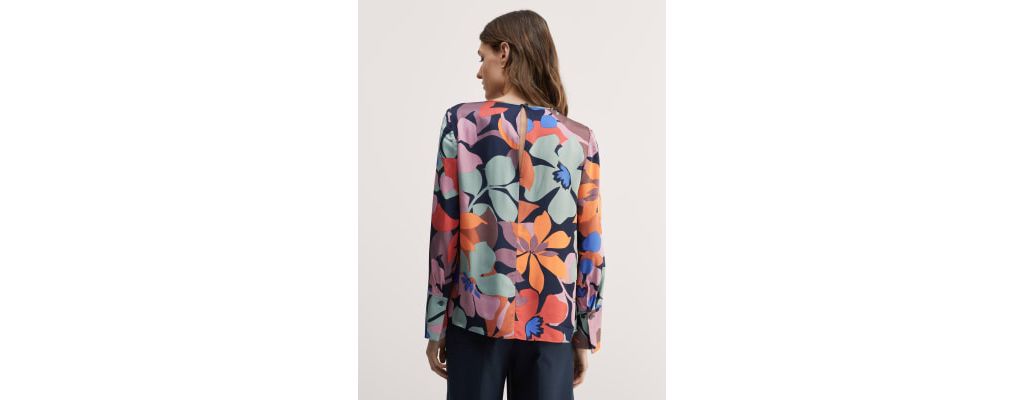Satin Floral Gathered Neck Top 4 of 7
