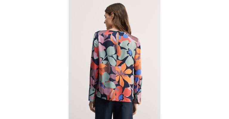 Satin Floral Gathered Neck Top 6 of 7