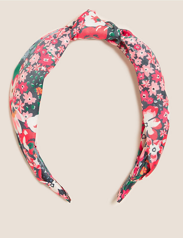 Satin Floral Knot Headband Image 1 of 2