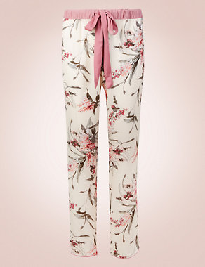 Satin Floral Long Pyjama Bottoms Image 2 of 5