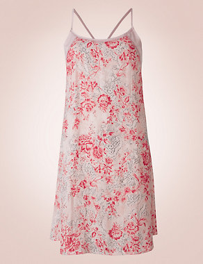 Satin Floral Print Chemise Image 2 of 3