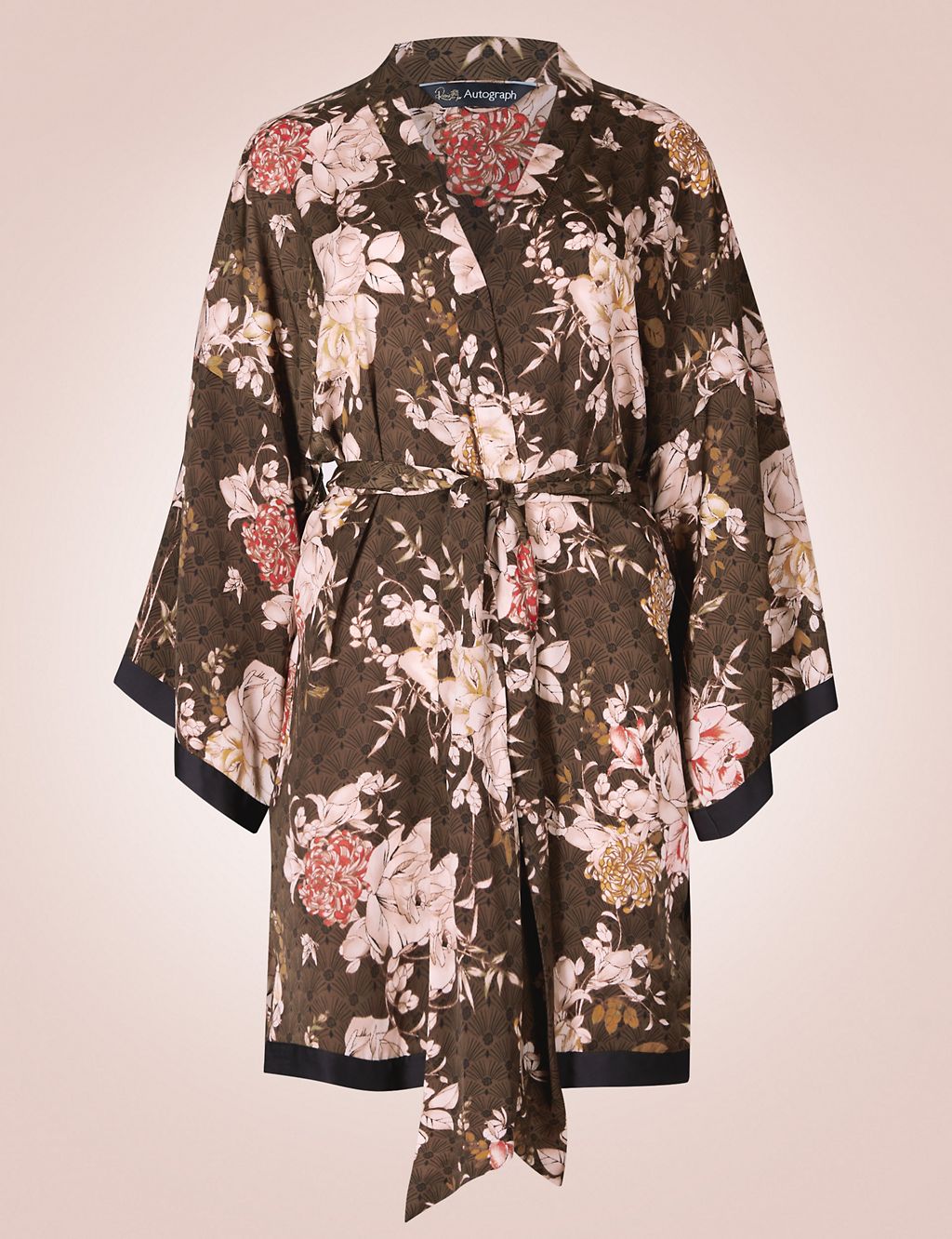 Satin Floral Print Dressing Gown 1 of 6
