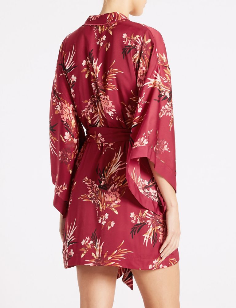 Satin Floral Print Dressing Gown 3 of 4