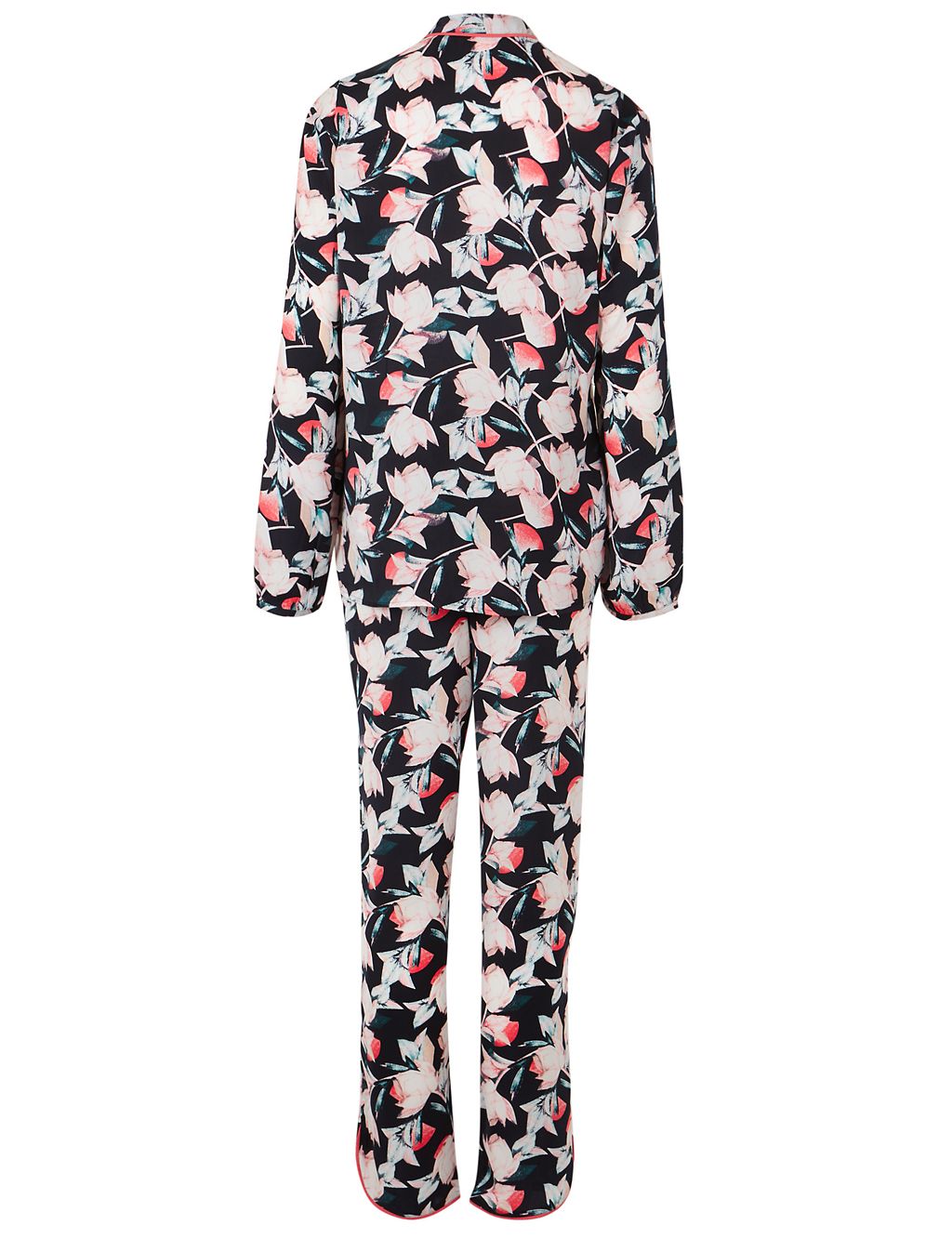 Satin Floral Print Long Sleeve Pyjama Set 6 of 6