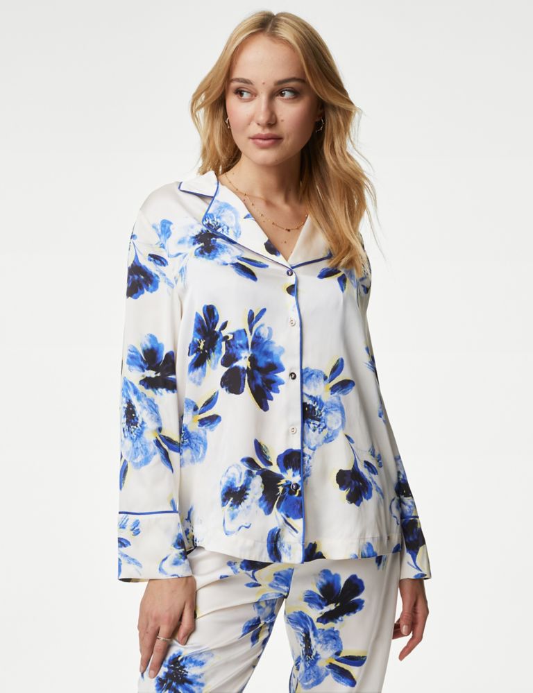 Pyjama satin femme motif floral • Only Satin