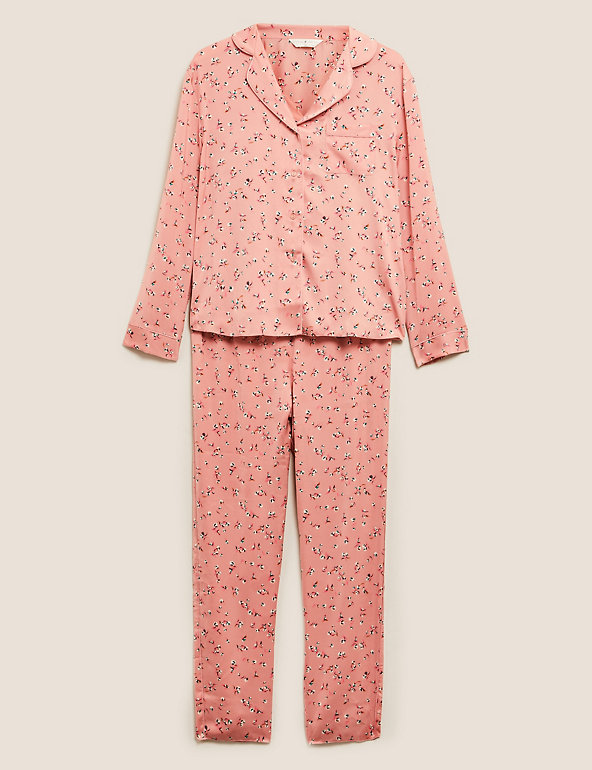 Ladies M/&S Size 12 Floral Satin Pyjama Shorts Black Mix
