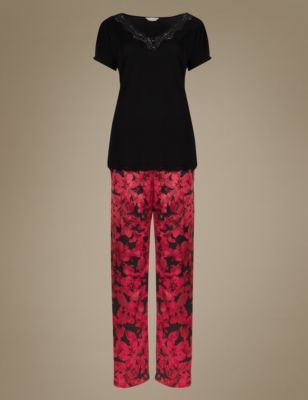 Satin Floral Pyjamas Image 2 of 4