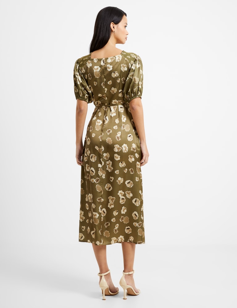 Satin Floral V-Neck Midi Wrap Dress 4 of 4