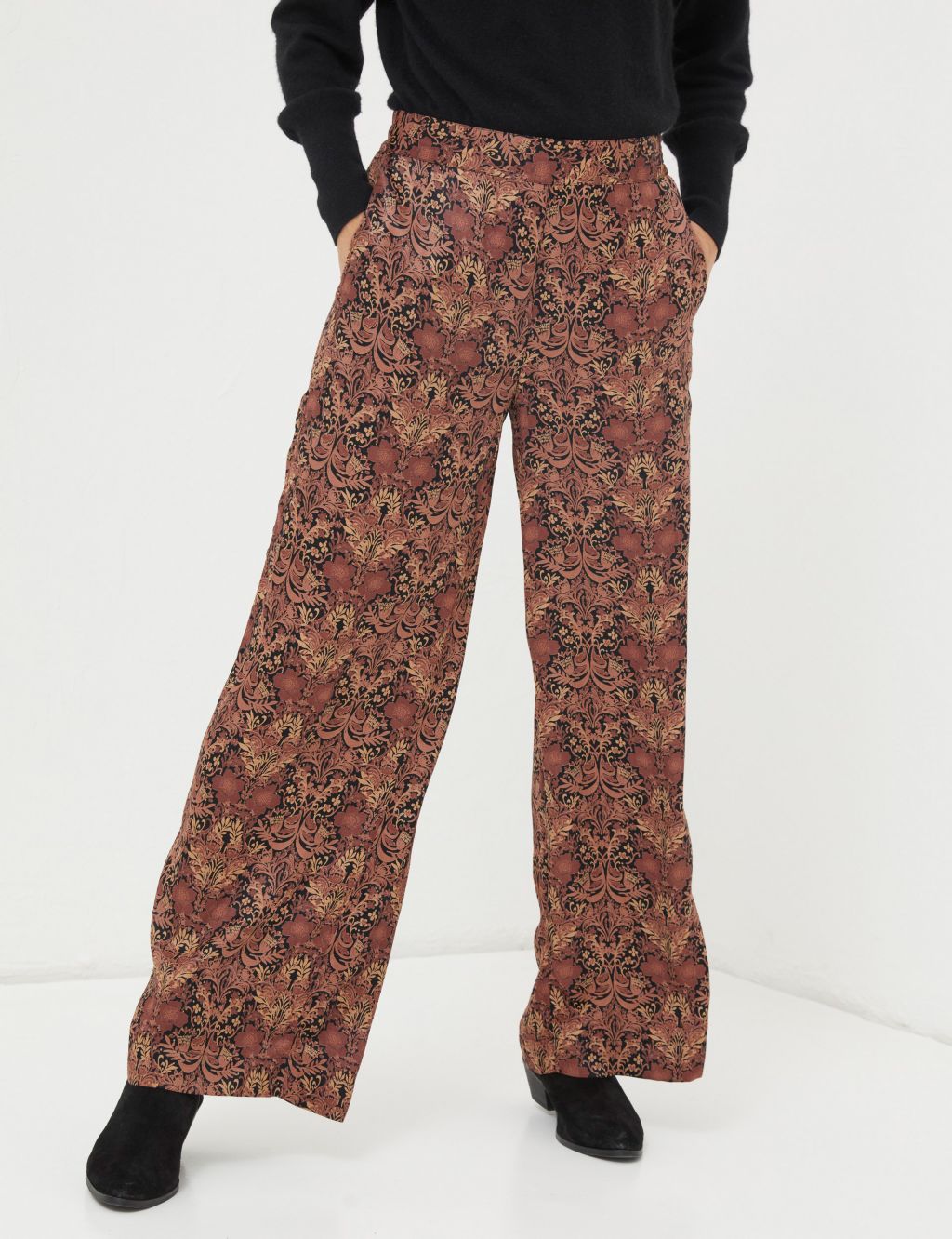 Satin Floral Wide Leg Trousers 2 of 5