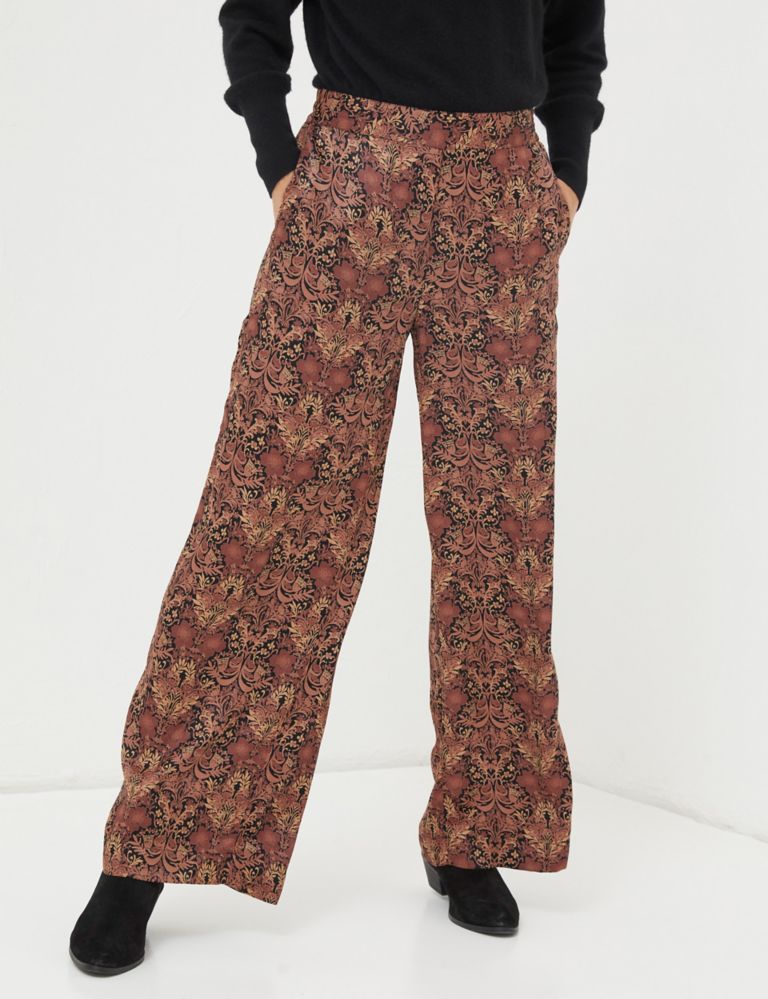 Satin Floral Wide Leg Trousers 3 of 5
