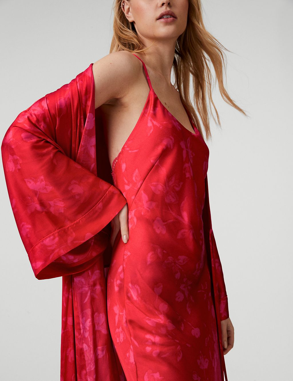 Satin Floral Wide Sleeve Wrap 5 of 6