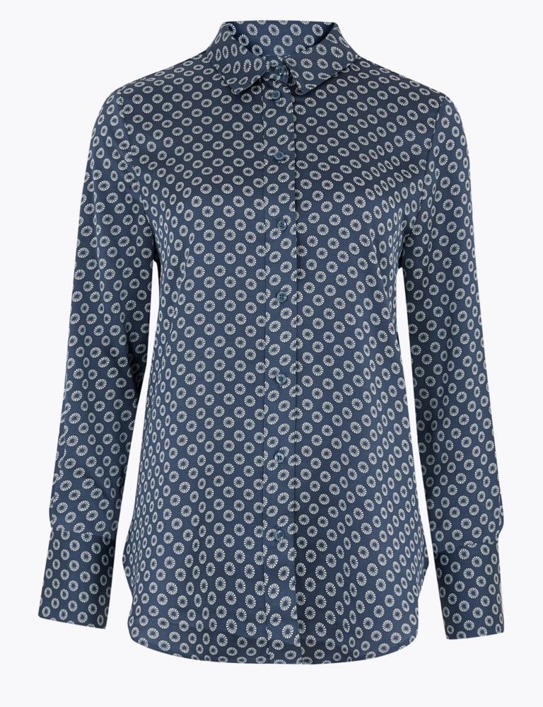 Satin Geometric Long Sleeve Shirt 2 of 4