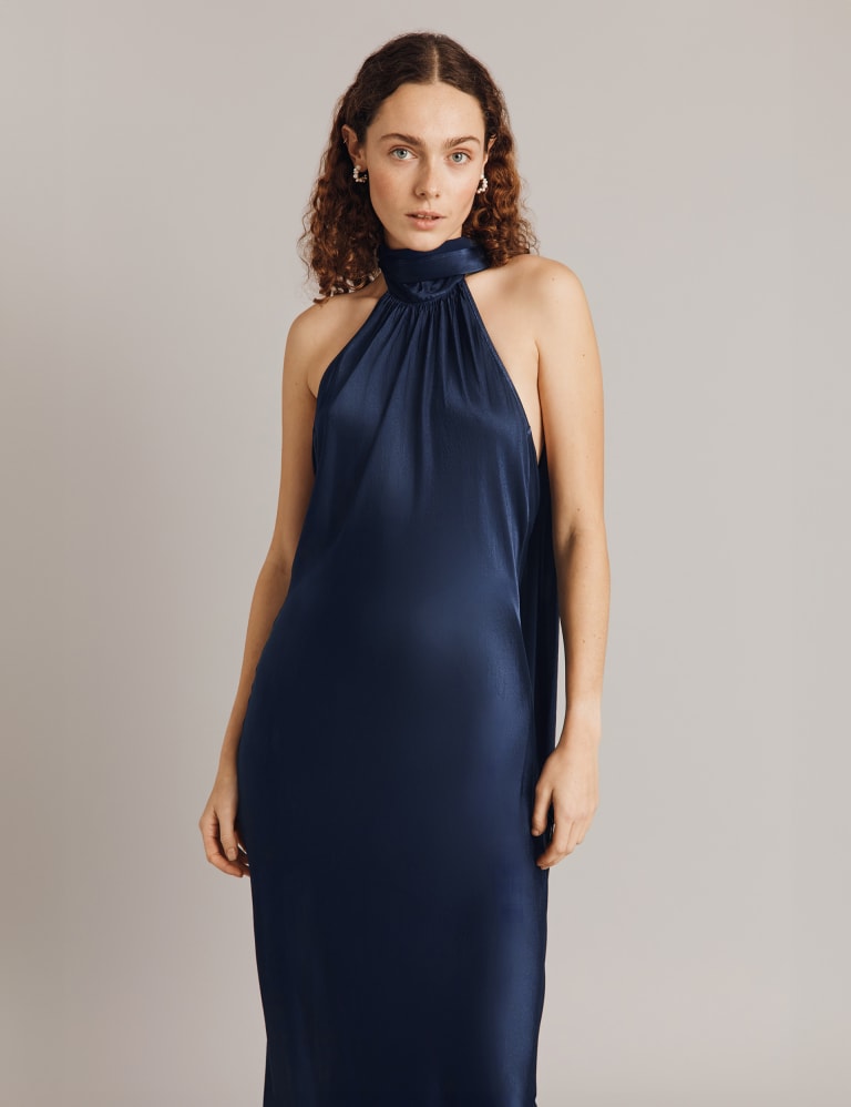 Satin Halter Neck Maxi Column Dress 4 of 4