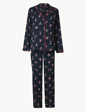 Satin Hummingbird Revere Collar Pyjama Set Image 2 of 5