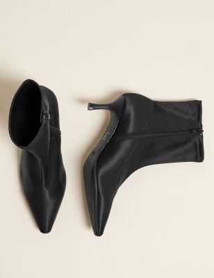 black kitten heel sock booties