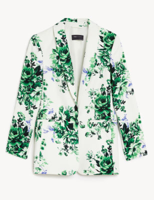 Satin Look Relaxed Floral Blazer Image 2 of 5